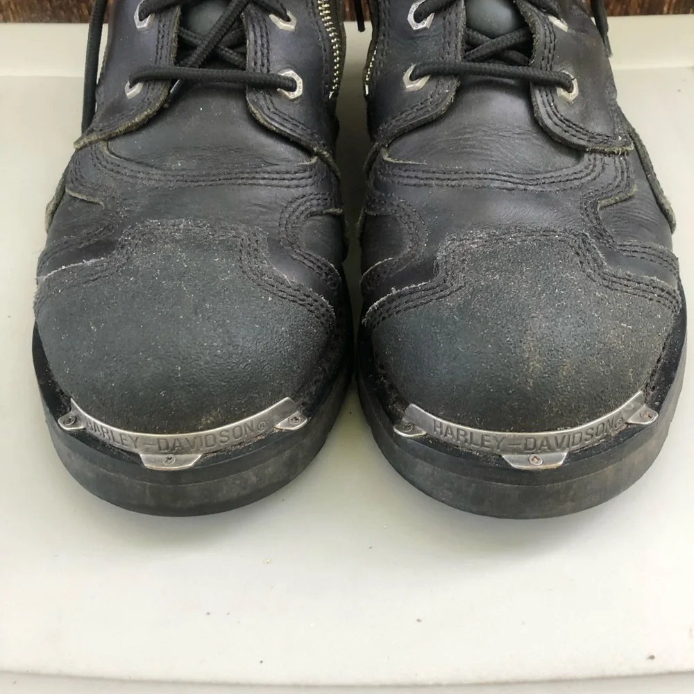 Harley-Davidson Black Lace-Up Motorcycle Boots with Metal Accents Men’s 13